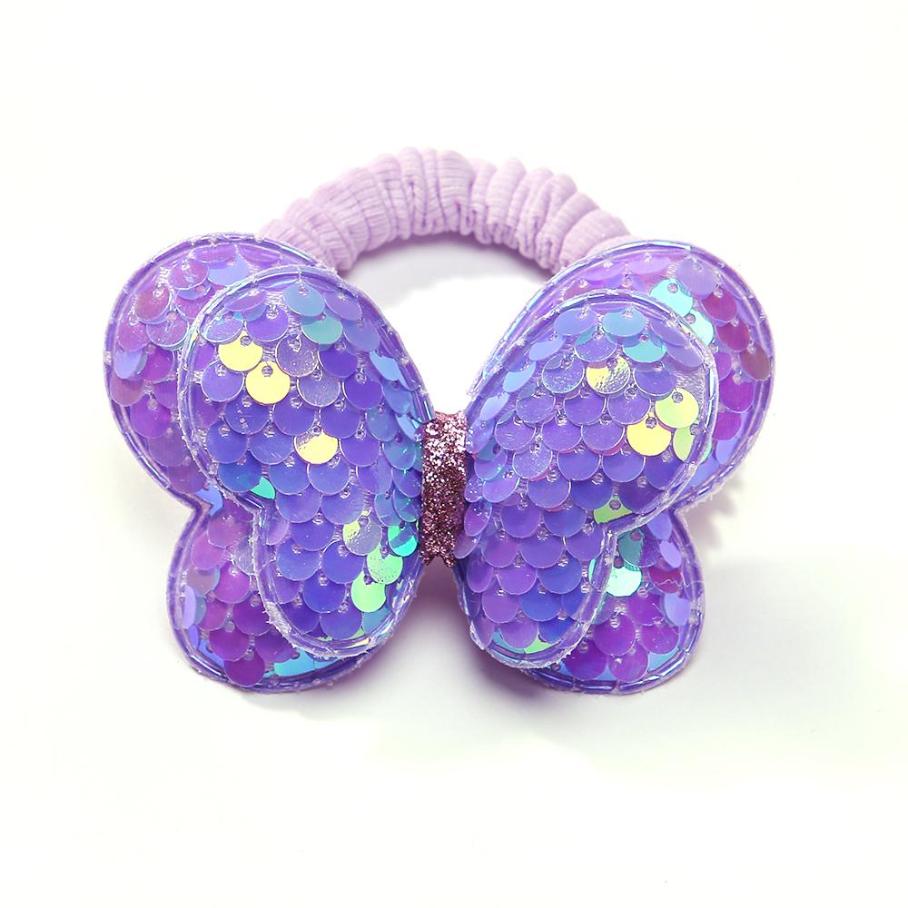 1PC New Cute Sequin Butterfly Girls Kids Ponytail Elastic Hair Bands Children Hair Ties Princess Hair Accessories Baby Headwear