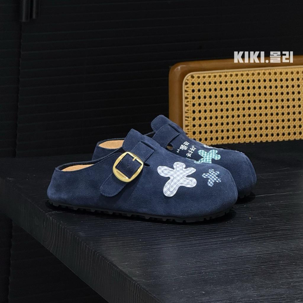 Niche flowers summer new retro design feeling thick bottom half slippers bag head height slippers women