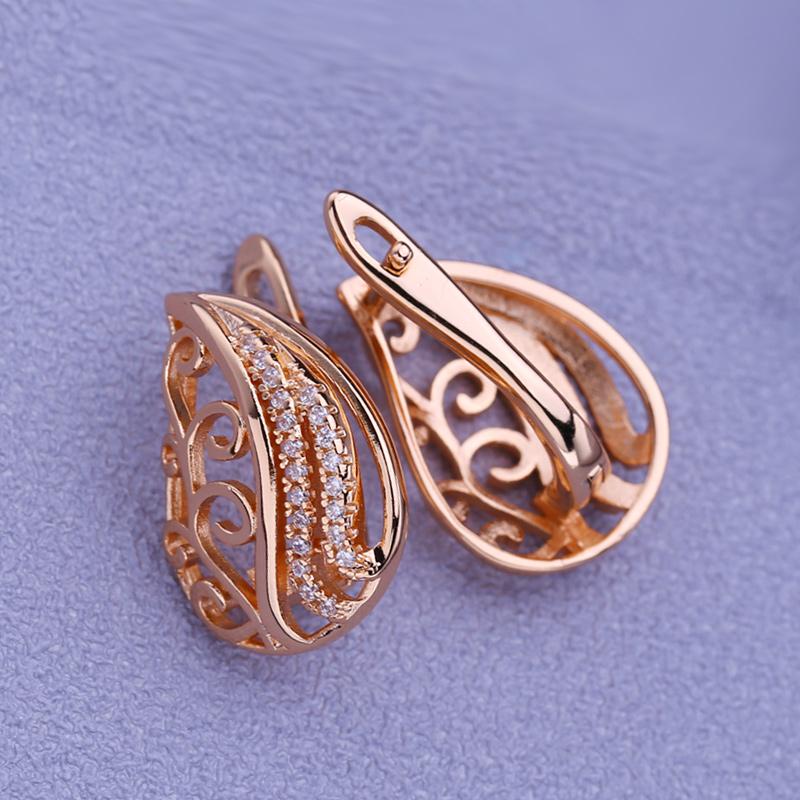 LSOOYH Orecchini a clip Orecchino di moda color oro rosa per donna Orecchini a bottone quadrati lunghi con zirconi cubici
