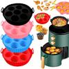 7-Cavity Silicone Air Fryer Set - 2PC Nonstick Cake Mold & Basket Fit 0.92-1.53L, Dishwasher Safe Baking/Roasting