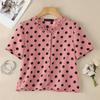 ZANZEA Women Casual Round Neck Polka Dot Print Short Sleeve Blouse