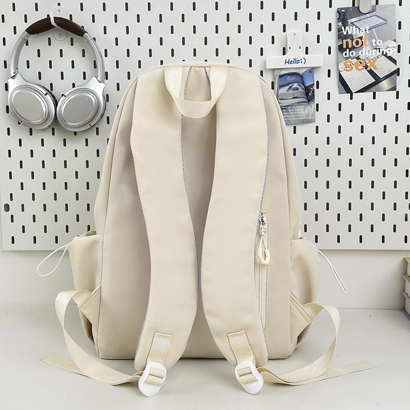 Student Schoolbag Men's Large Capacity Backpack Women's Solid Color Backpack