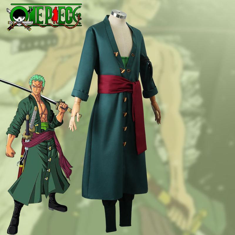 One Piece Wano Country Roronoa Zoro Cosplay Costume, Zorojuro Samurai Yukata Robe, Japanese Anime Kimono Outfit for Halloween Convention