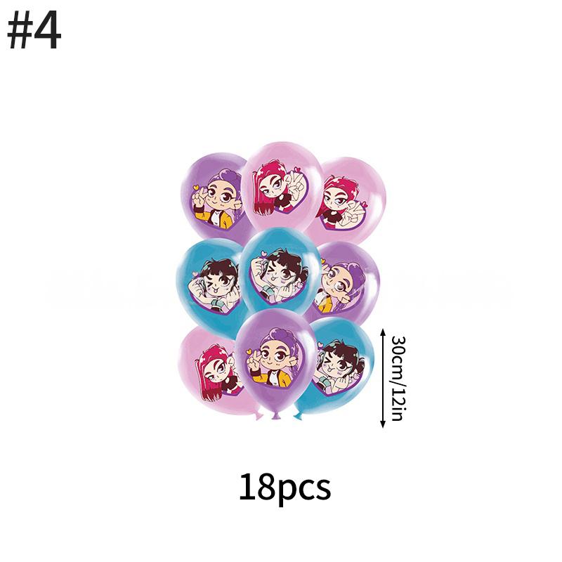 Demonœ Hunters Birthday Party Decor Tableware Banner Kids Birthday Balloon Cake Topper Decor  Kpop Anime Party Supplie Set