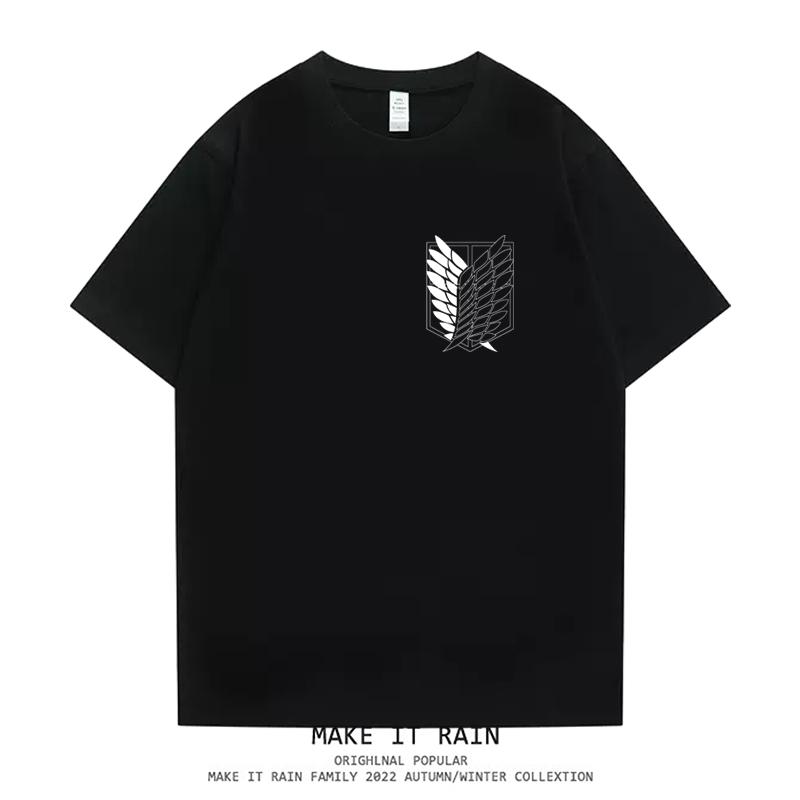 Attack Giant Wings of Freedom Cartoon Anime Oversize High Street Men and Women Short Sleeve T-Shirt Summer