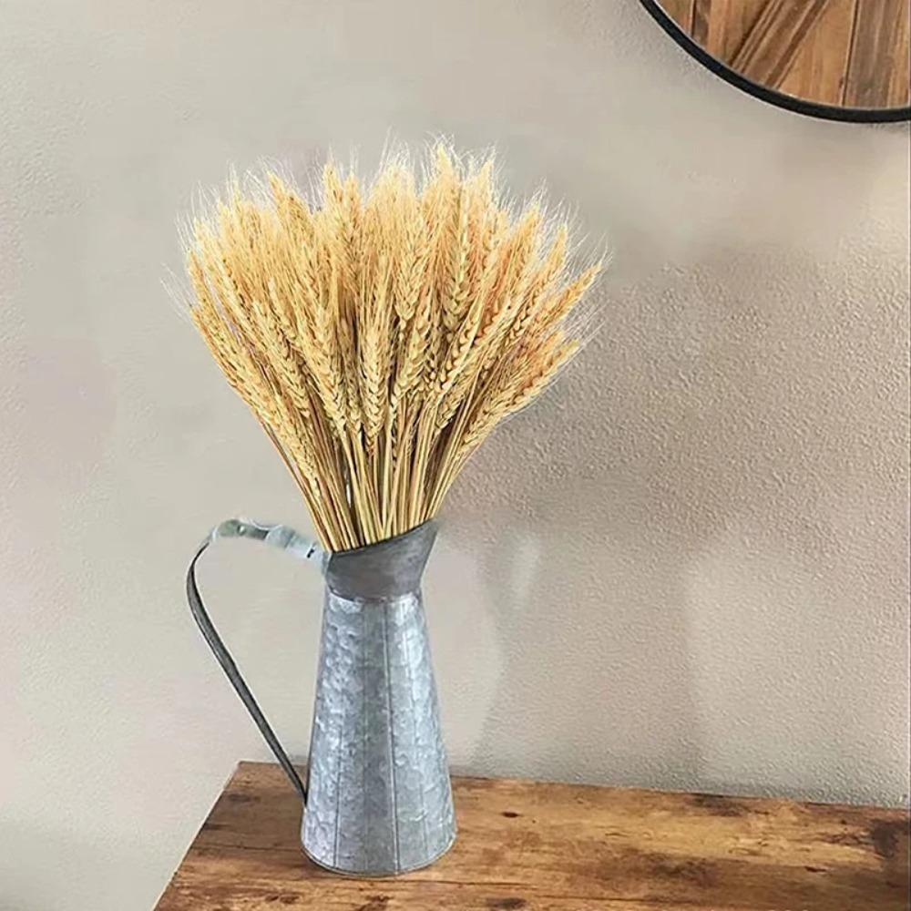 50pcs Natural Dry Wheat Spikes DIY Craft Dried Flowers Dried Wheat Stalks  Home Kitchen Decoration