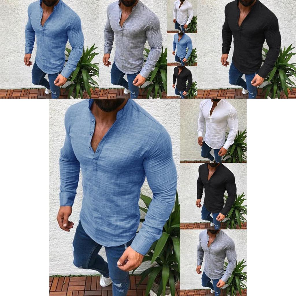 Versatile Men's Slim Fit V Neck Long Sleeve Muscle Tee T-shirt Ideal For Any Occasion
