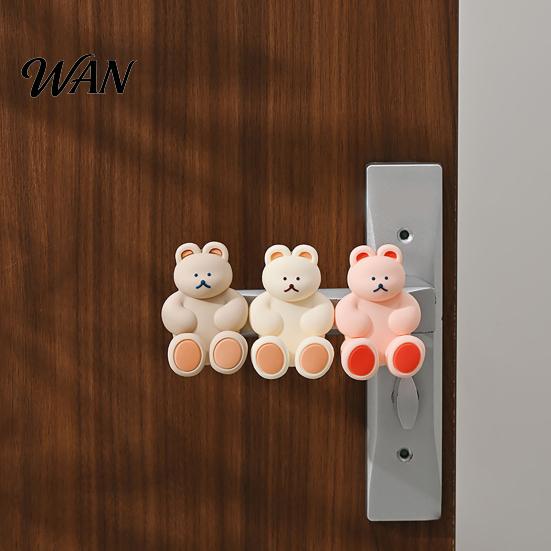 Wall Protector Pad Bear Door Handle Stopper Adhesive-Free Silicone Lever Stop Anti-collision Bumper Noise Reduction Home Office Protection