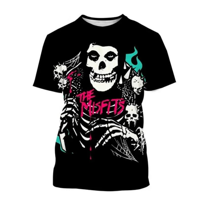 T-shirt Rock Band Misfits Estivi Teschio Stampato 3D Streetwear Uomo Donna Moda T-shirt a Maniche Corte T-shirt per Bambini Top Abbigliamento Uomo
