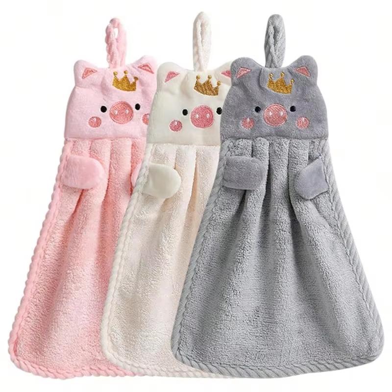 Cute Hand Towels for Kids Little Pig Microfiber Towel Household Absorbent Kitchen Towel Lazy Rag Towel Adult Hand Towel Bathroom
