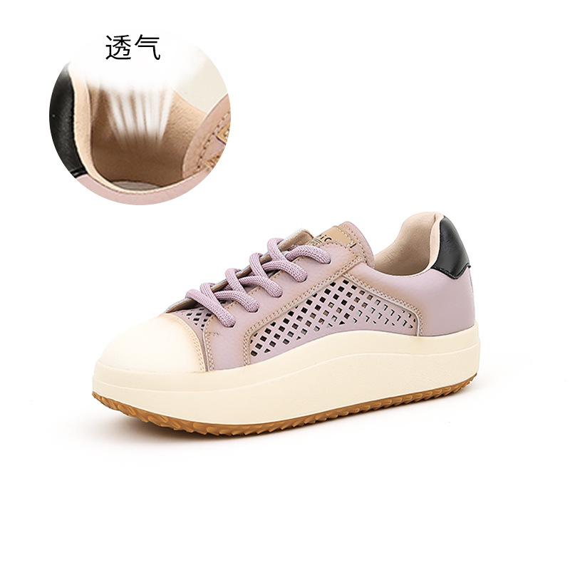 

Женская обувь из натуральной кожи, летние новые маленькие белые туфли 2025 года, универсальная повседневная обувь, туфли с толстой подошвой и большим носком, ретро-обувь для женщин 35 фиолетовый