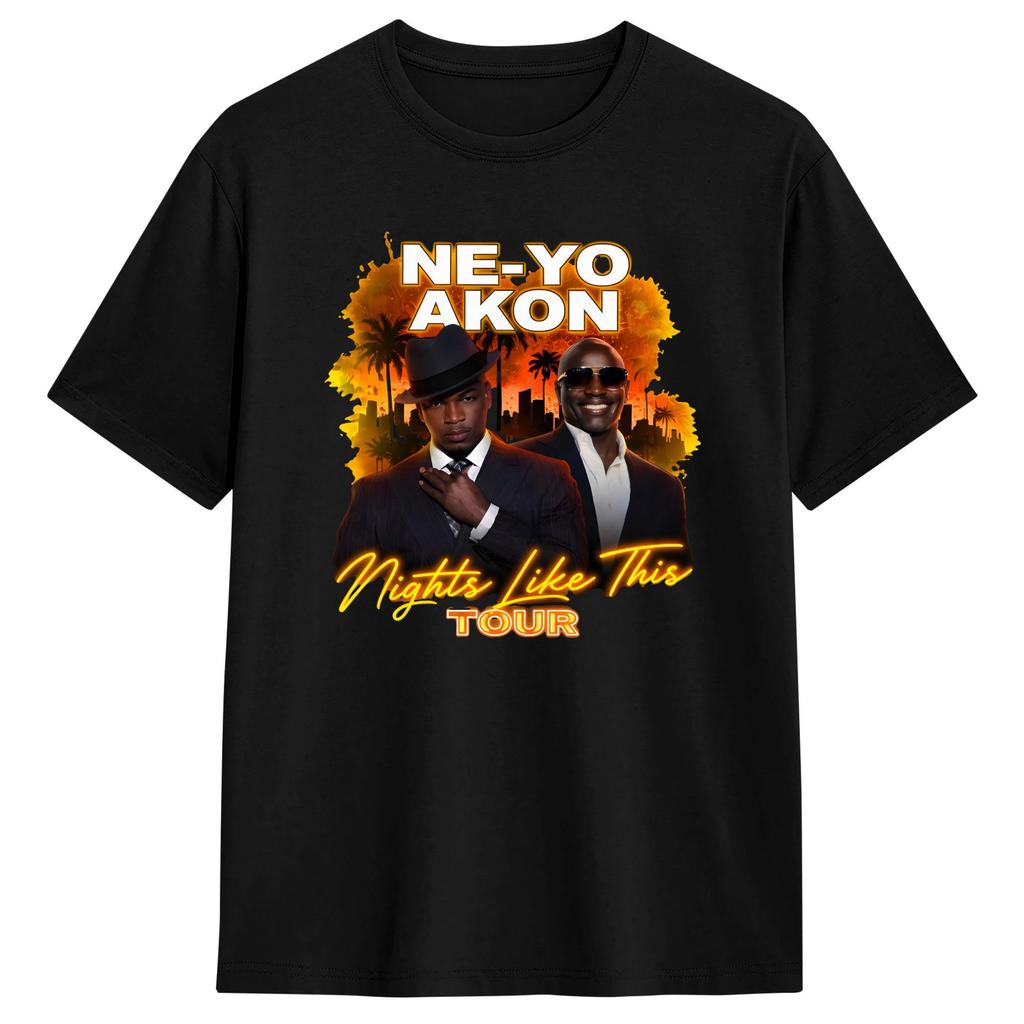 Unisexs Akon T Shirt Tour Pure Cotton Clothing Funny Short Sleeve O Neck Tees Plus Size TShirts