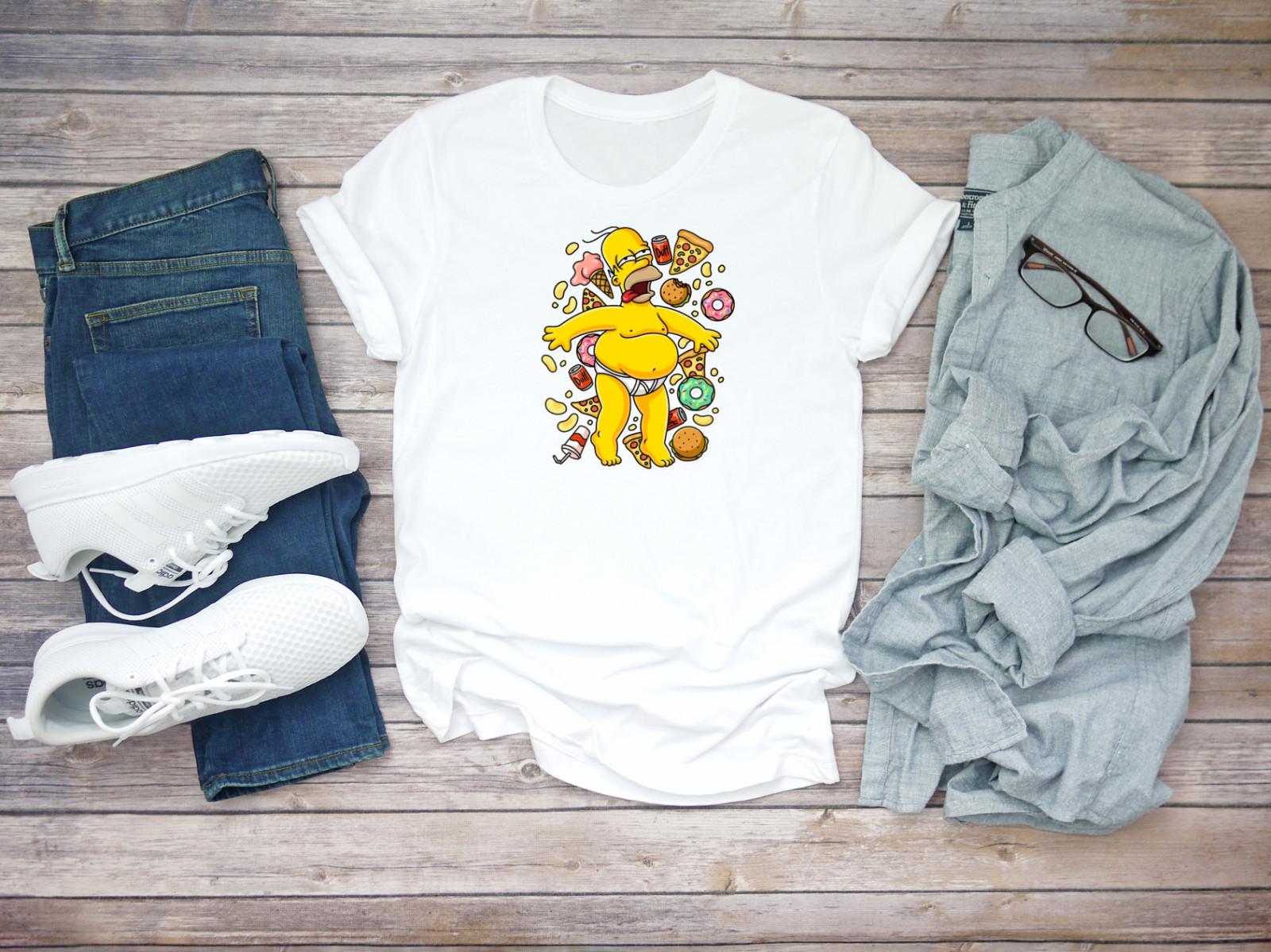Homer Simpson with Donuts Short Sleeve Men T-shirt F255 XL