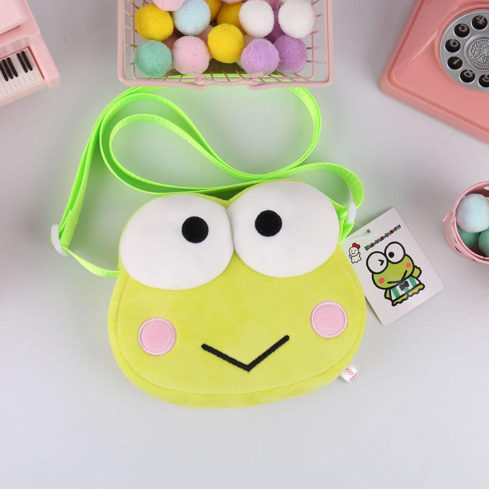 Cute Cartoon Frog Plush Crossbody Bag Kids Kindergarten Backpack Boys Girls Gift Toy Coin Purse зелёный
