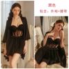 Women's Lace Cutout Underwire Push Up Padded Backless Sleep Dress with Robe Lounge Set