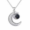 100 Languages Projection Moon Pendant Necklace in Gold-Plated Titanium Steel