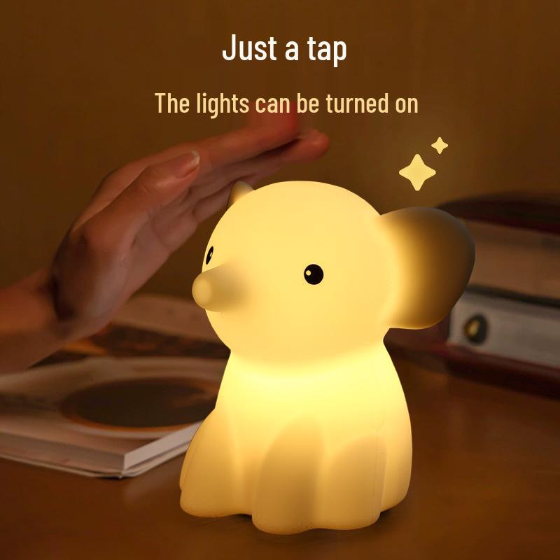 Little Elephant Silicone LED Night Light - Cute Cartoon Sleep Companion for Children's Bedrooms