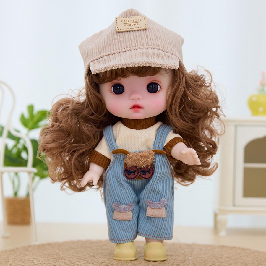 9Inch Lifelike Newborn Baby Doll Plaything Sweet Face Reborn Doll With Clothes Long Hair Baby Girl Jointed Movable Doll Birthday Present