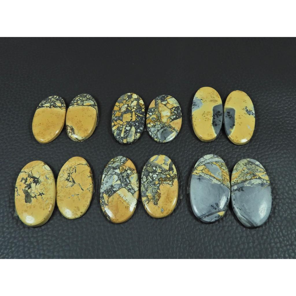 15X27-14X31MM Natural Maligano Jasper Oval Cabochon Loose Gemstone 6Pair Lot C-3952