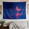 Dreamy Celestial Moon Tapestry Wall Hanging Boho Blue Night Bamboo Asian Decor Large Zen Art Print Decoration