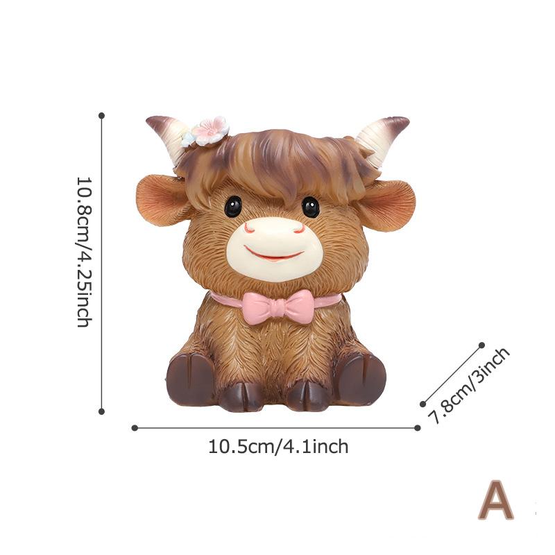 

Cute Highland Cow Small Plant Pot Resin Succulent Planter for Home Office Desk Mini Ornament Fairy Garden Flowerpot Decoration
