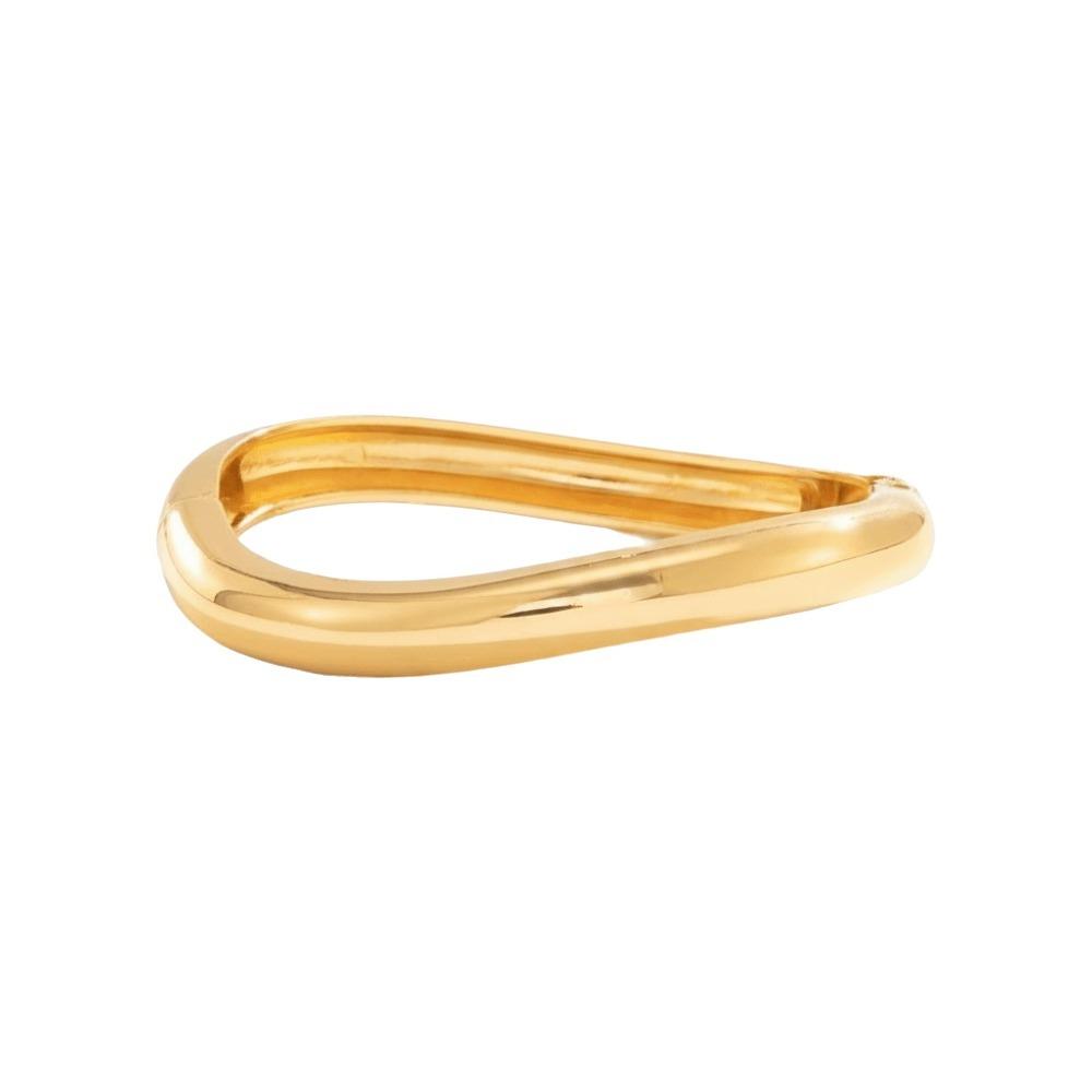 Zinc Zinc Zinc Alloy Simple Metal Bracelet Textured Wide Side Bangle Charms Exaggerated Bracelet Daily Style B Gold