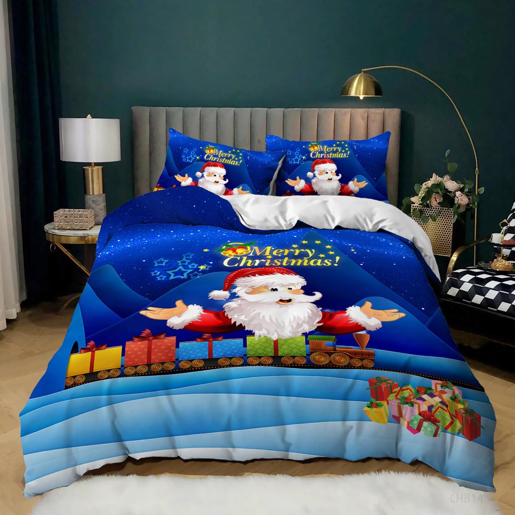 3D Christmas Bedding Happy New Year Down Duvet Cover 2/3 Pieces Polyester Comfortable Single/double Bed Luxury Home Textile Christmas Gift