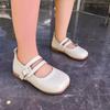 2024 Neue Einfache Rutschfeste Mädchen Freizeitschuhe Vielseitige Weiche Schuhe mit Quadratischer Spitze Kinderschuhe Lederschuhe Dropshipping Kinder Ballerinas Niedlich