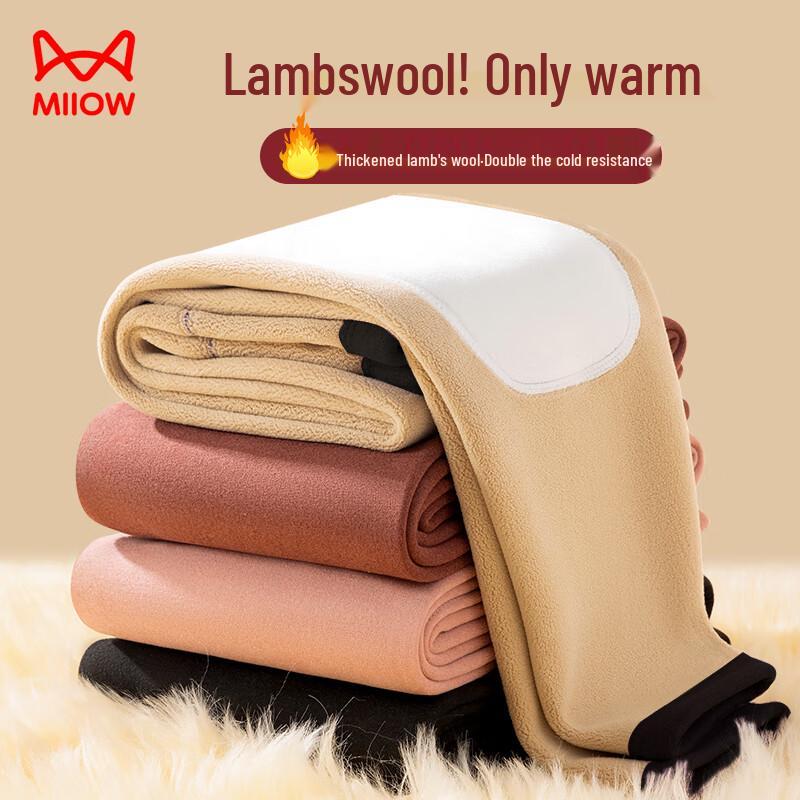 

MaoRen Women s Lamb Wool High-Waist Thermal Leggings XL