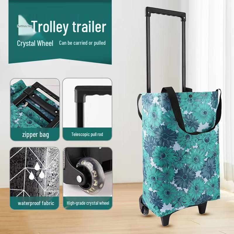 Compact Folding Travel Trolley Bag with Wheels - Ideal for Camping, Shopping, and Household Use