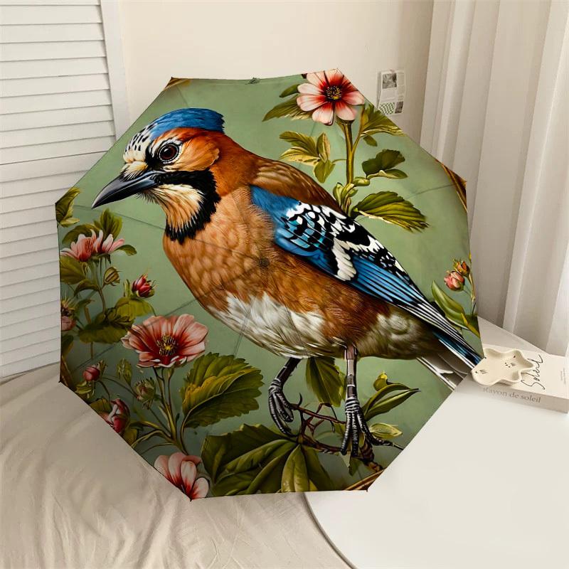 

1PC bird flowers Umbrella-8-Rib Reinforced Portable Folding Travel Suitable for All Seasons Outdoor Daily Use-G327