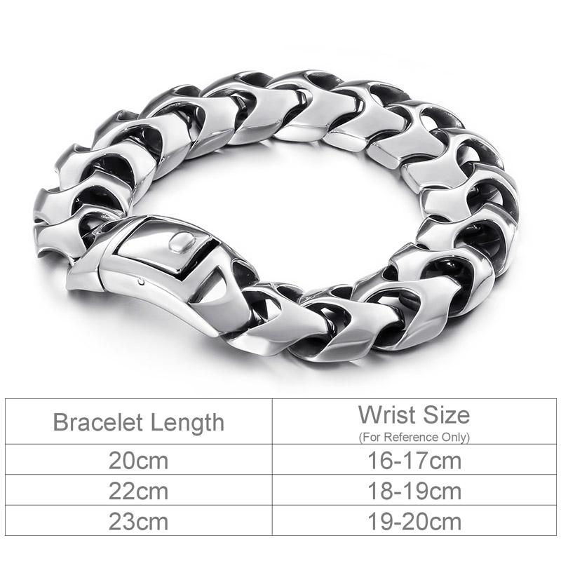 

Fongten Bracelet for Men Silver Color Stainless Steel Bone Link Chain Male Bangle Bracelets Shiny Wristband Jewelry Wholesale 24cm