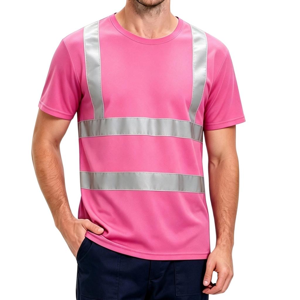 Refleksyjna Koszulka z Krótkim Rękawem Wysoka Widoczność Szybkoschnący T-shirt do Biegania w Nocy, Jazdy na Rowerze, Pracy Budowlanej