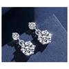 Women Inlaid Shining Zircon Double Zirconia Sterling Silver Pin Geometric Fashion Earrings