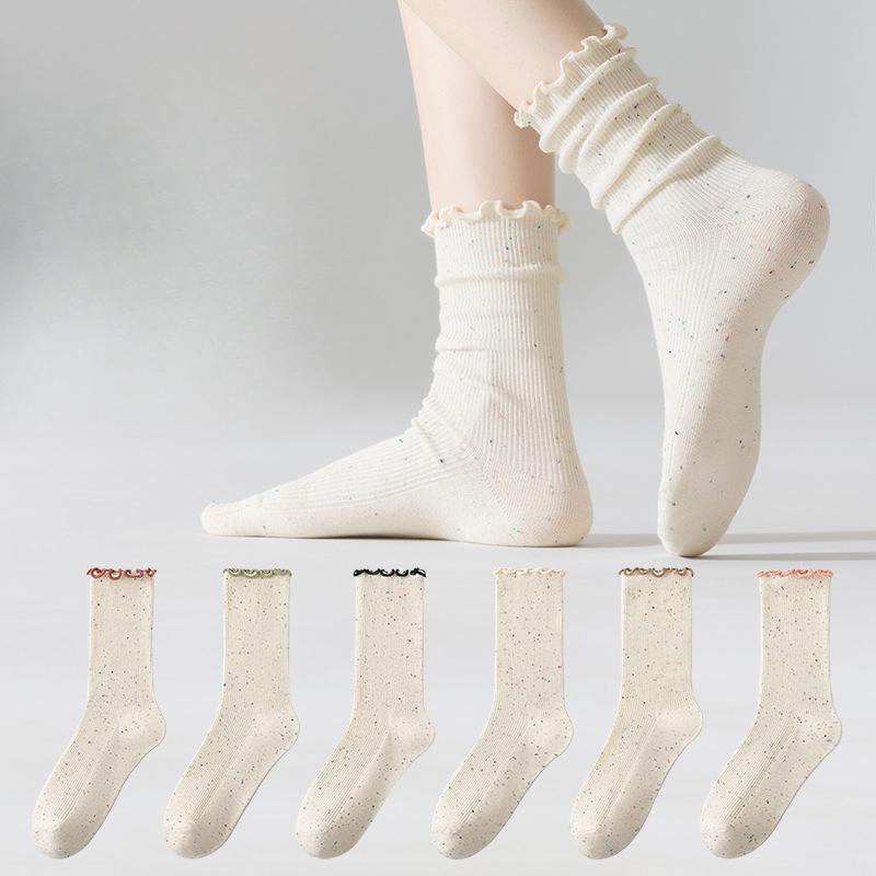 Women's Autumn New Line of Light Yarn Wood Ear Lace Everything In The Tube Pile Socks