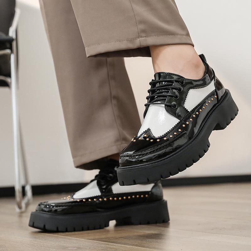Fashion High Quality Men Artificial Leather Platform Oxfords Shoes Luxury Lace-Up Thick Soled Male Shoes Fashion Street Men Casual Shoes