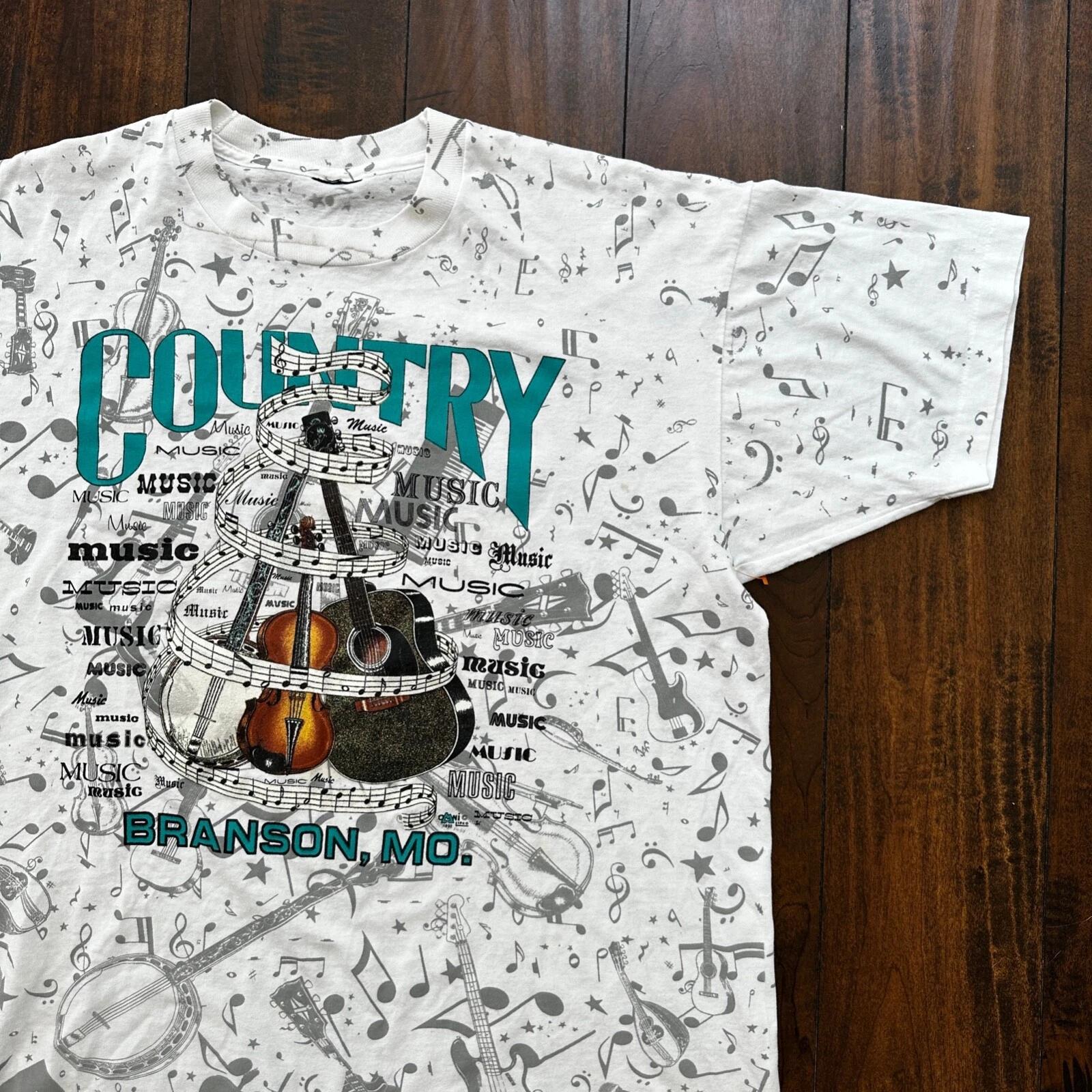Country Music Missouri Branson Vintage T Shirt 90s AOP Gibson Guitar Martin 3XL