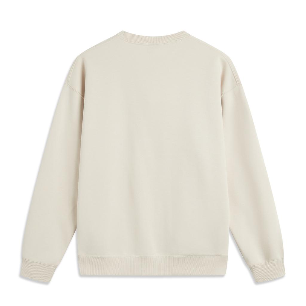 Li Ning Sports Lifestyle Series Casual Fleece Warm Sweatshirt Unisex sweatshirt Oatmeal-Gray AWDU699-6
