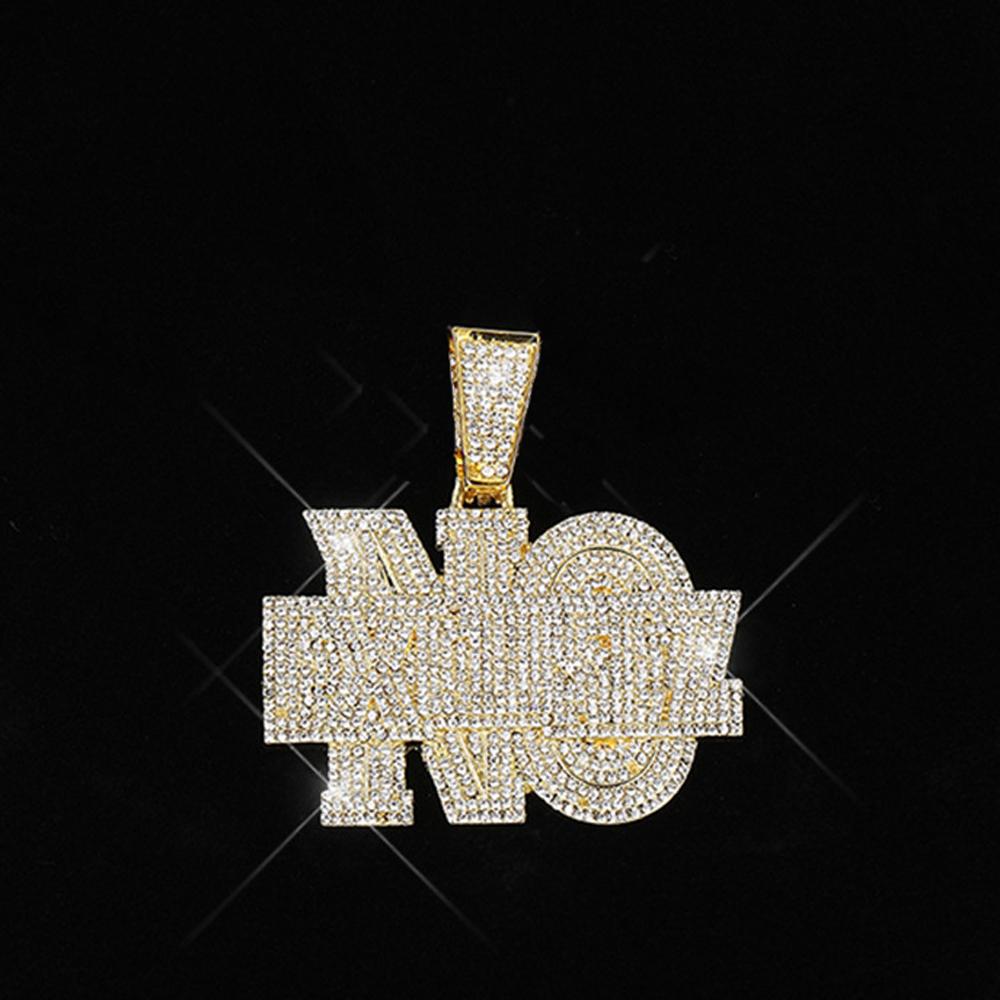 Hip Hop Men Lettes NO EXCUSE Pendant Necklace Gold Plated Iced Out Bling Crystal Cuban Link Chain Charm Fashion Women Jewelry