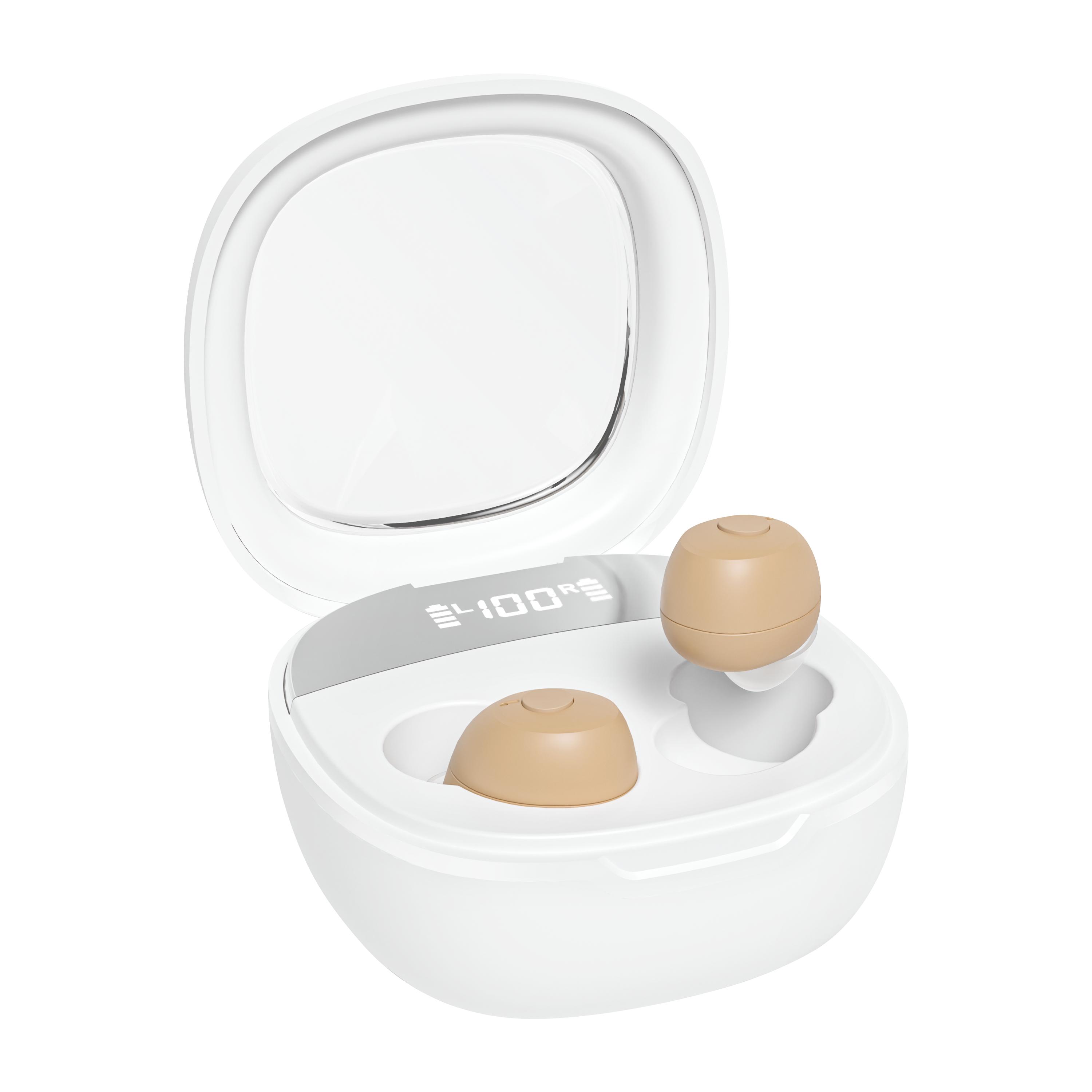 Усилители слуха Перезаряжаемые цифровые слуховые аппараты Bluetooth с управлением через приложение Интеллектуальное шумоподавление Усилитель звука для пожилых людей с глухими наушниками-вкладышами 1 пара Without App Control