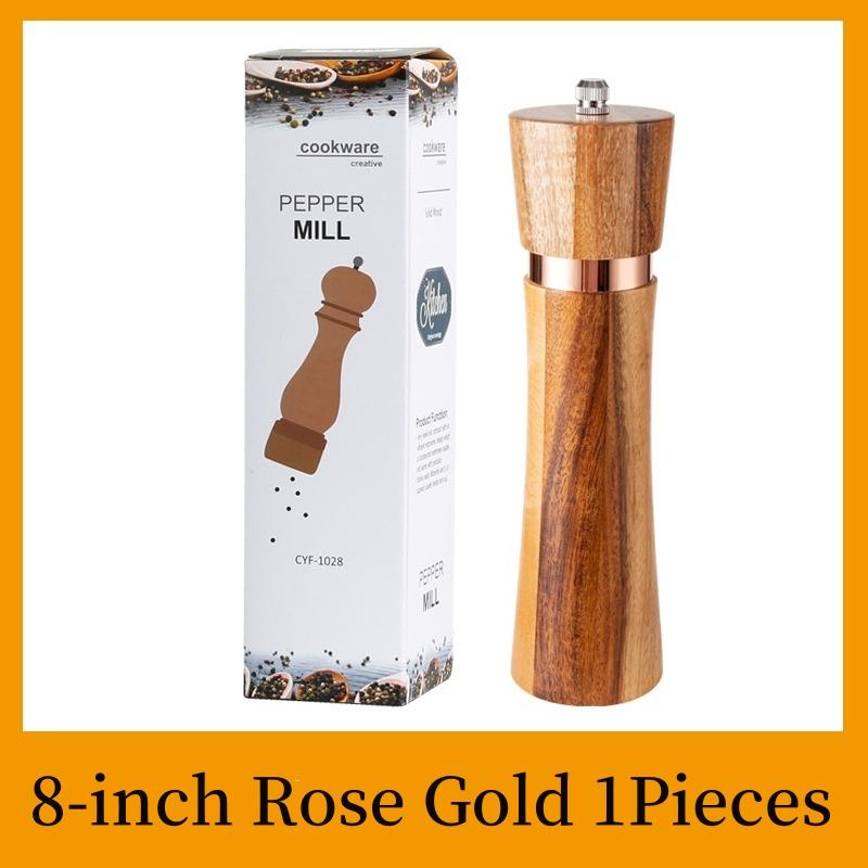 

Steel Ring Pepper Grinder,Acacia Wood Pepper Mills,Salt Grinder,Ceramic Core Seasoning Bottle,Beef Steak Spreader Spice Shaker