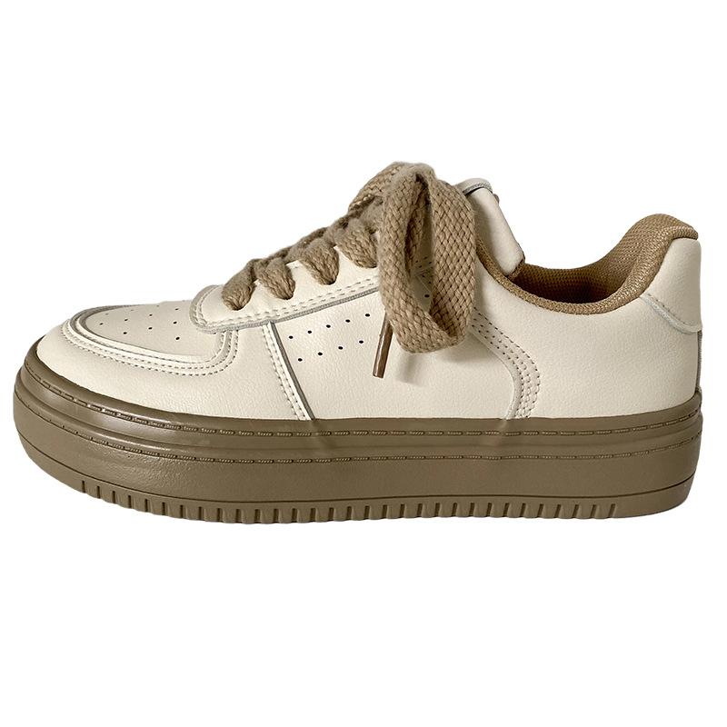 

B-9063 little white shoes women s autumn 2024 new casual ins trendy leather surface niche original popular versatile board shoes 35 хаки