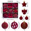 35PCS Flocked Xmas Tree Decor Set Velvet Bows Christmas Ball  Home Holiday Decor