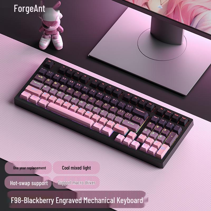 RuiYi F98 Wired 98-Key Mechanical Keyboard, Hot-Swappable, Side-Printed, Full-Key Anti-Ghosting, Office/Gaming.