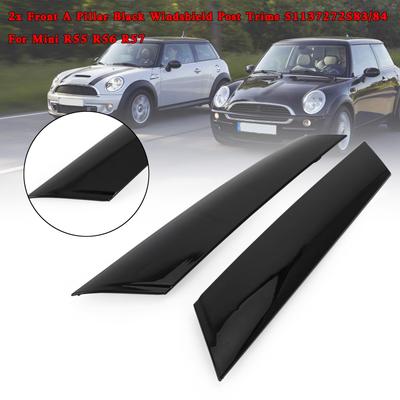 2x Predné A Stĺpik Čierne Lišty Stĺpika Čelného Skla 51137272583/84 Pre Mini R55 R56