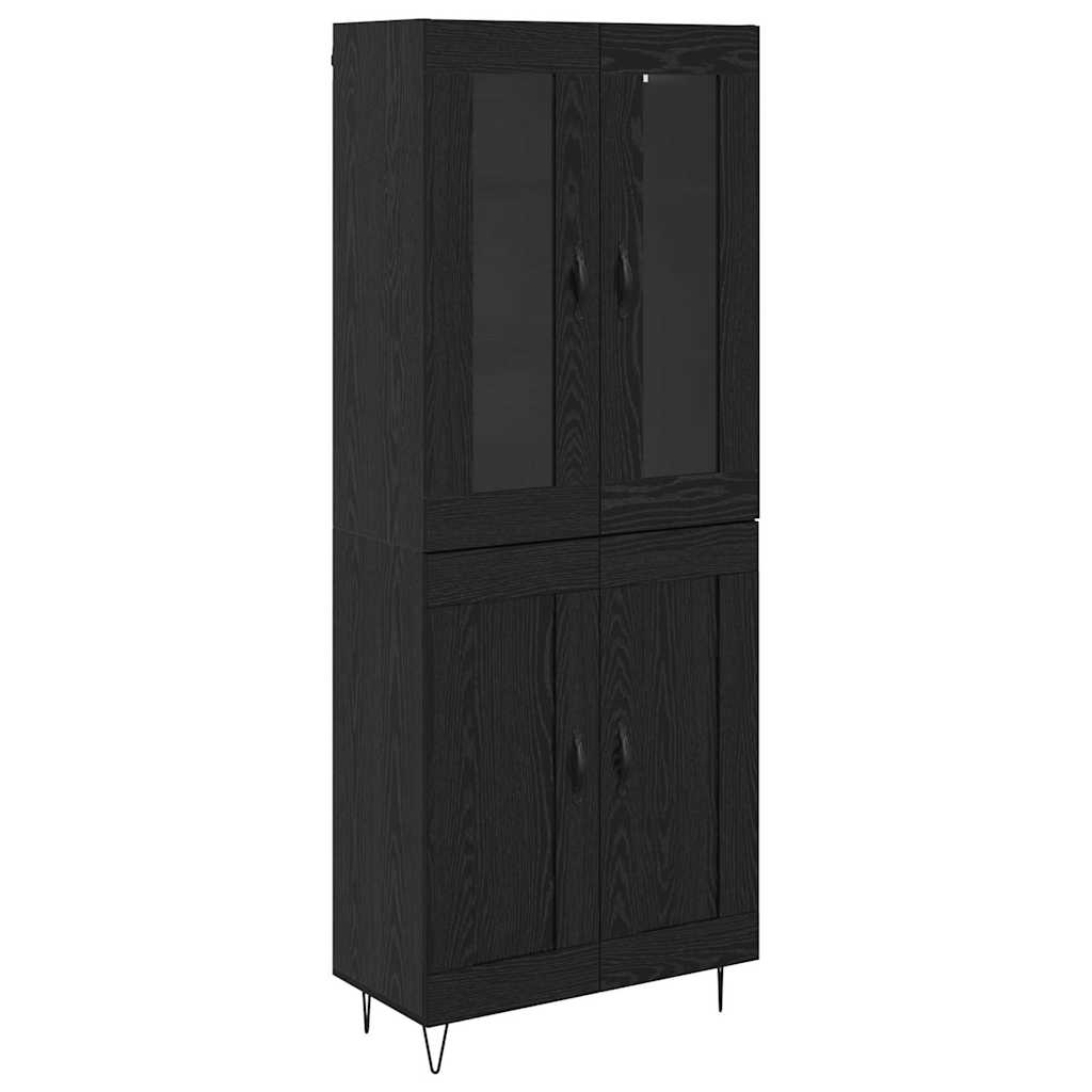 Highboard in Black Oak Look 69.5 x 34 x 90 cm Particleboard
