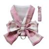 Small Dog Harness with Leash – Bow Tie Plaid Vest, Breathable Mesh No-Pull Set for Chihuahua, Yorkie, Puppies & Cats – Compatible with Small Pets