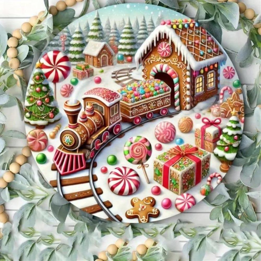 Metal Tin Sign Christmas Train Tree Holiday Wall Decor Home Gift