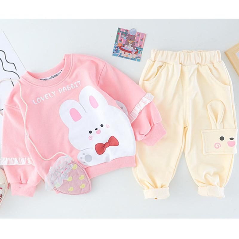 New Spring Autumn Baby Clothes Suit Children Girls Fashion Cartoon T-Shirt Pants 2Pcs/Set Toddler Sports Costume Kids Tracksuits