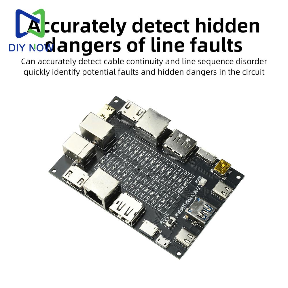 USB Data Cable Tester Type-C Micro Short Circuit Switch Test Board Multifunctional  Ethernet Line Detection Board CR1220 Battery